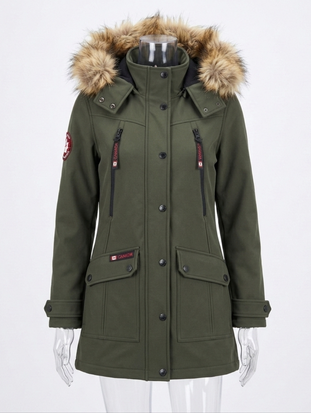 Canada Weather Gear Parka Soft Shell Army Green Hooded Waterproof Jacket Size S